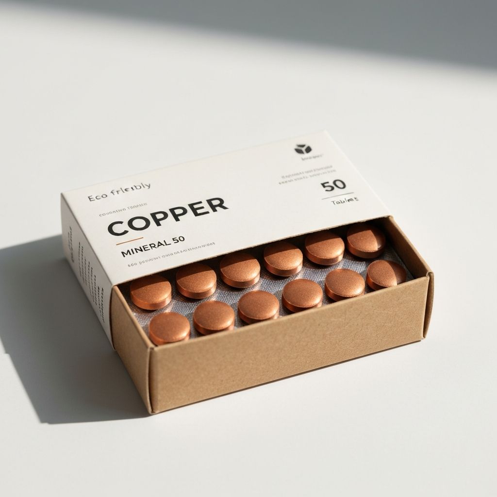 Copper tablets in eco-friendly packaging